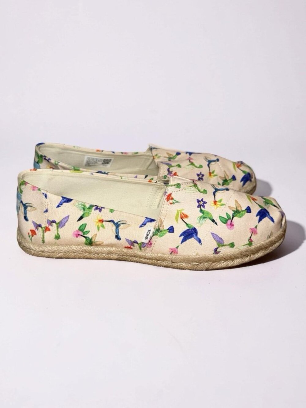 TOMS Women’s Classic Alpargata Hummingbird Print Canvas Slip On Shoes Size 7.5